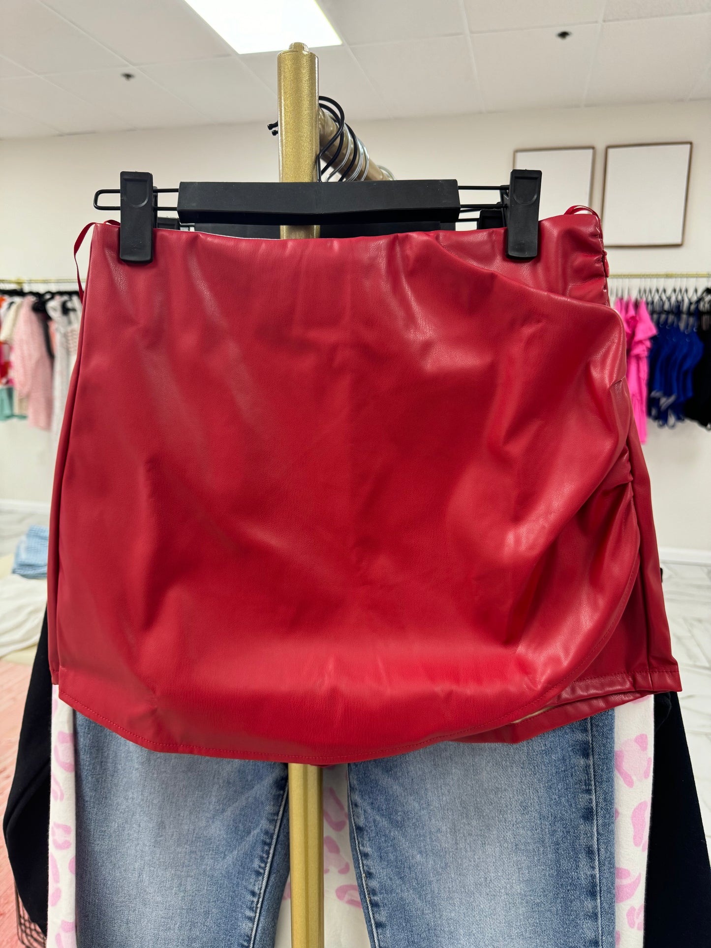 Red Pleather Skirt