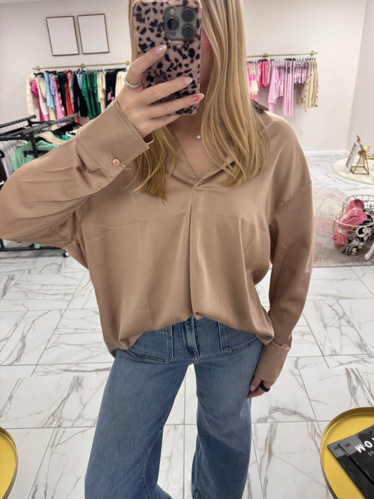 Satin Long Sleeve Top