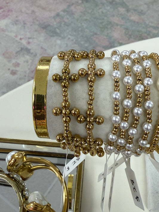 Gold Cross Beaded Bracelet