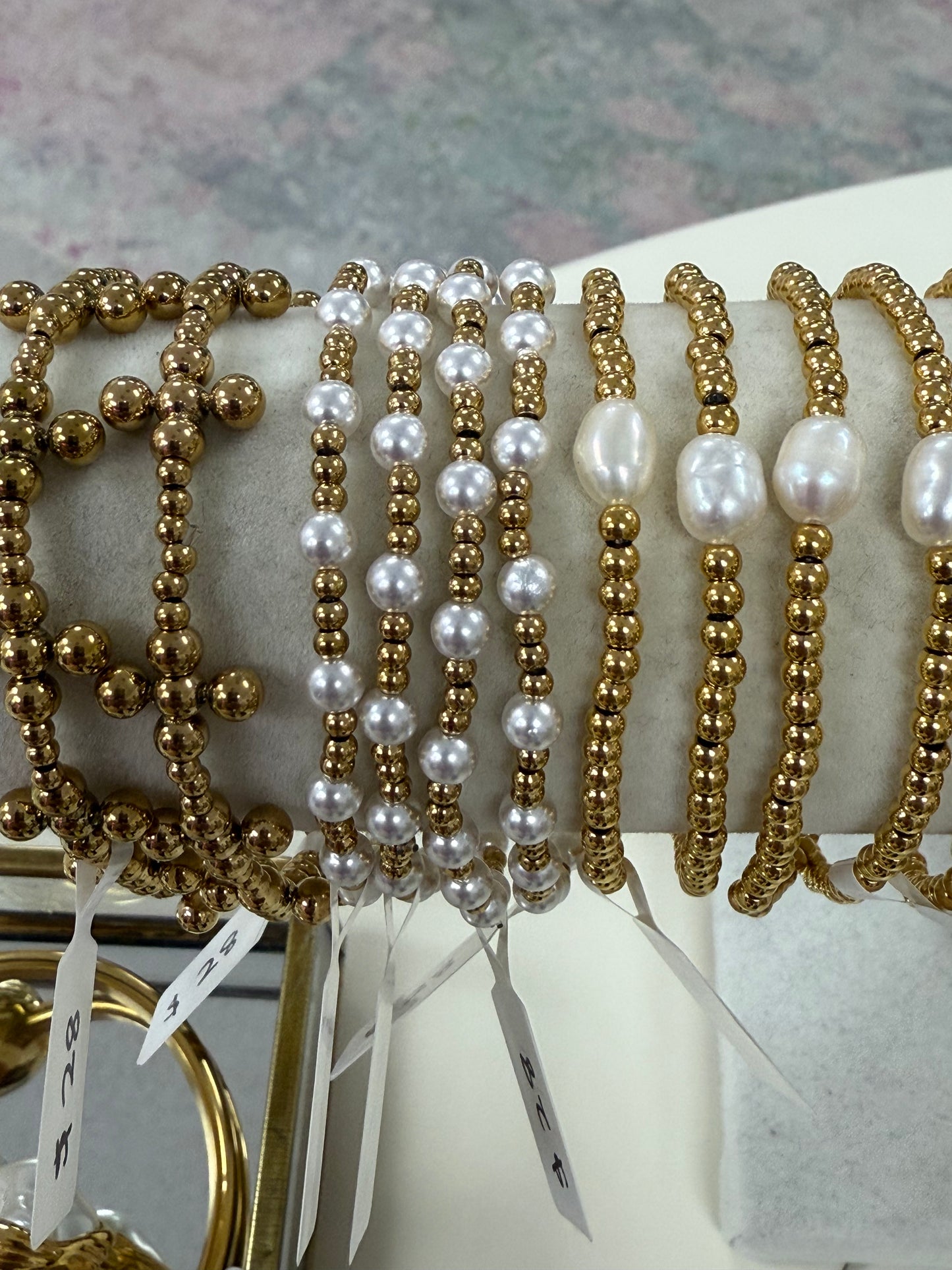 Pearl and Gold Beaded Bracelet