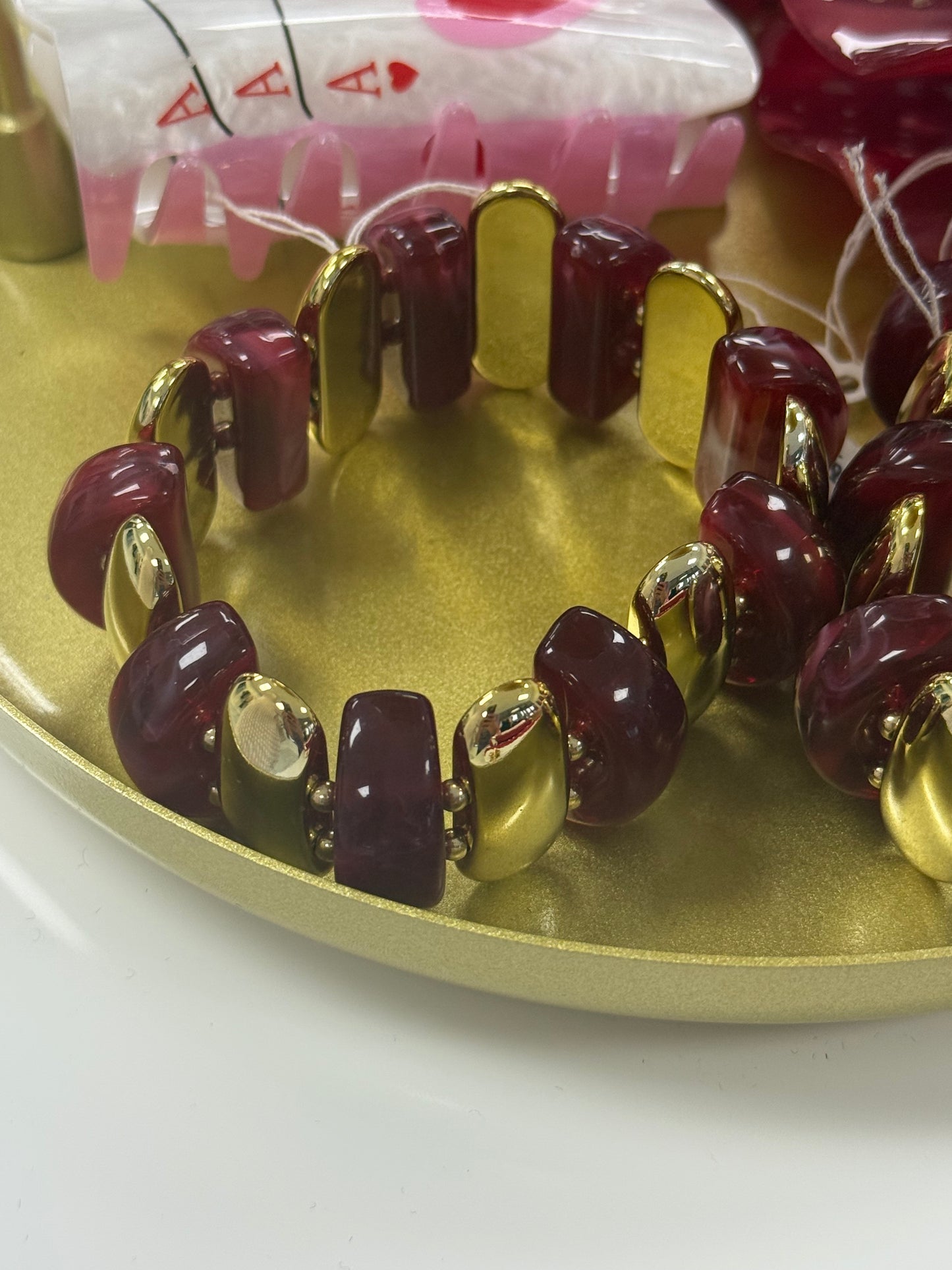 Red and Gold Stretch Bracelet