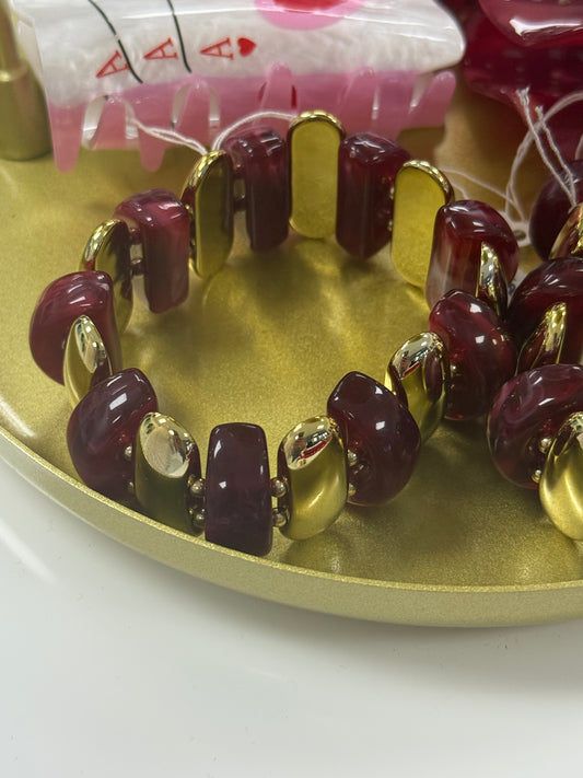 Red and Gold Stretch Bracelet