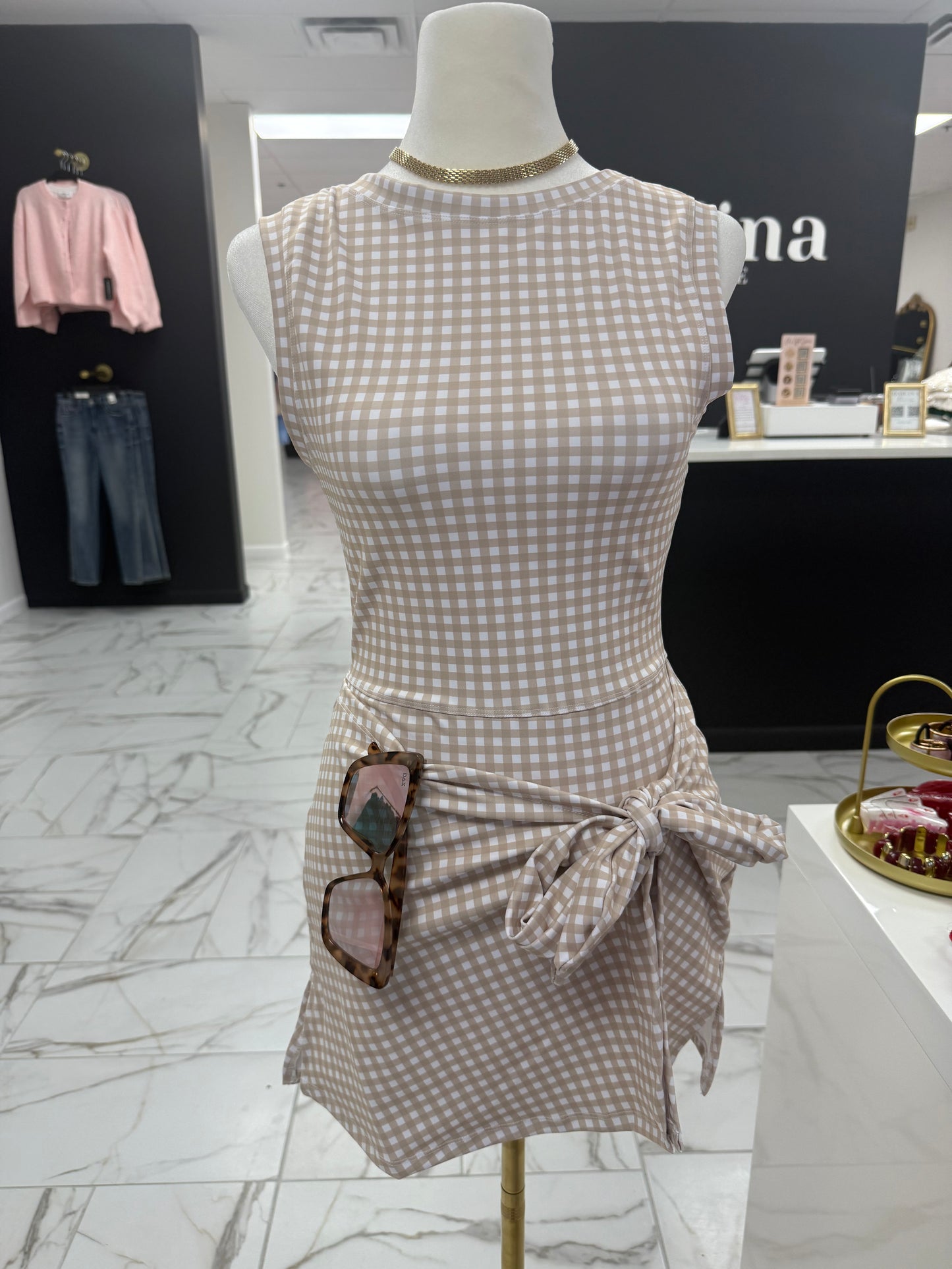 Sleeveless Wrap Tie Front Dress