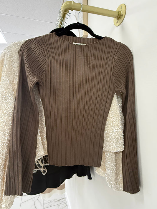 Ribbed Long Sleeve Knitted Top