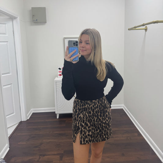 Allison Leopard Mini Skirt