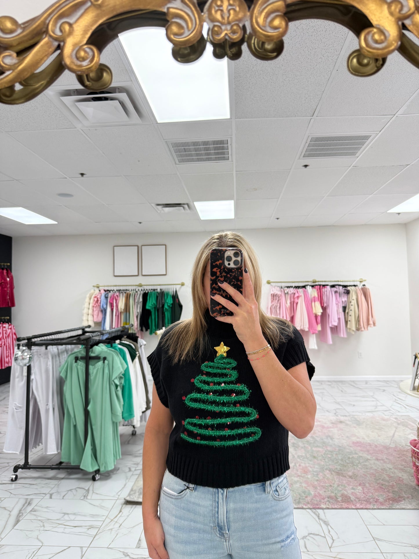 Christmas Tree Short Sleeve Sweater