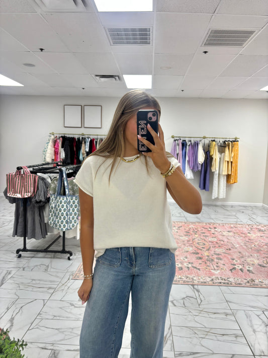 Ivory Cap Sleeve Sweater Top