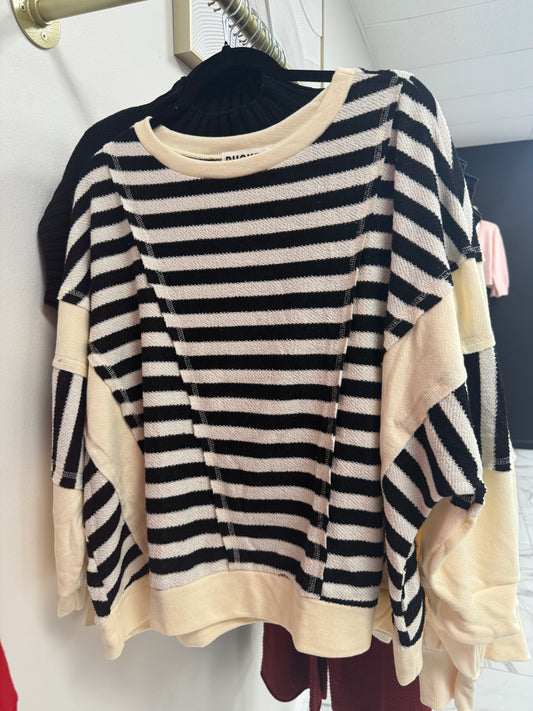 Stripe Oversized Sweatshirt Top