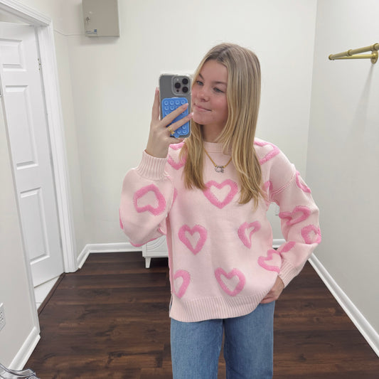 Pink Heart Sweater