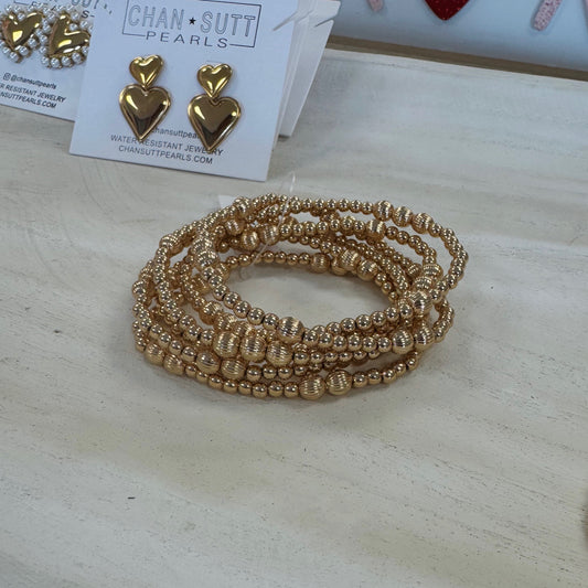 Gold Beaded Bracelet Set