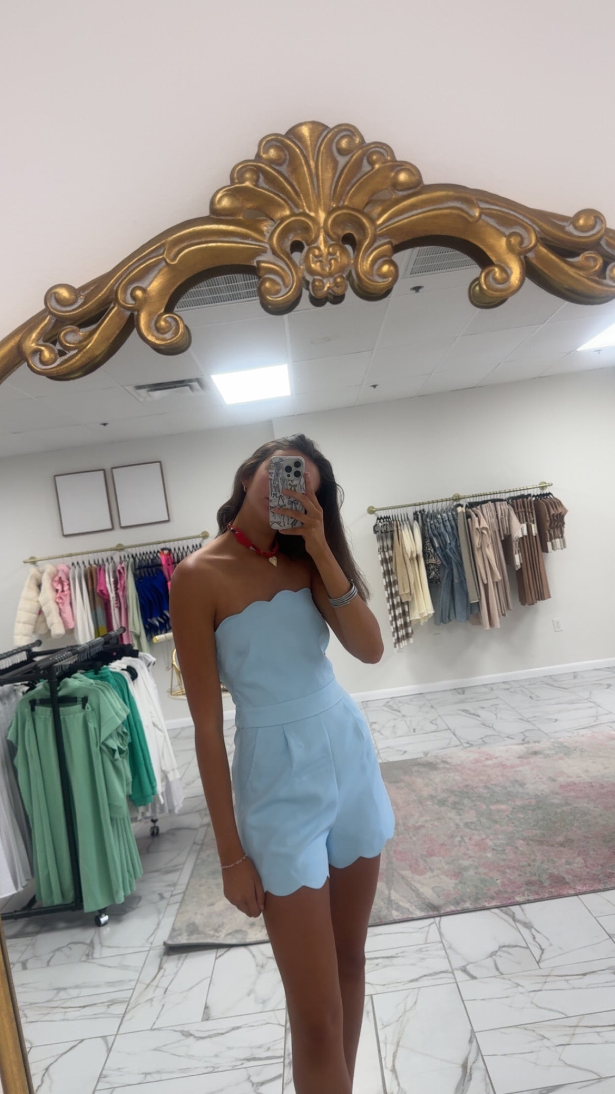 Strapless Scalloped Romper