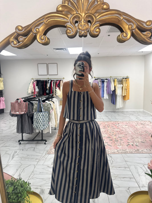 Navy Striped Set