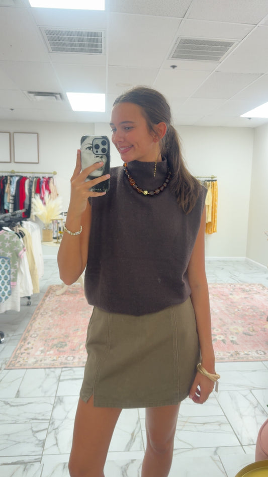 Chocolate Denim Mini Skort