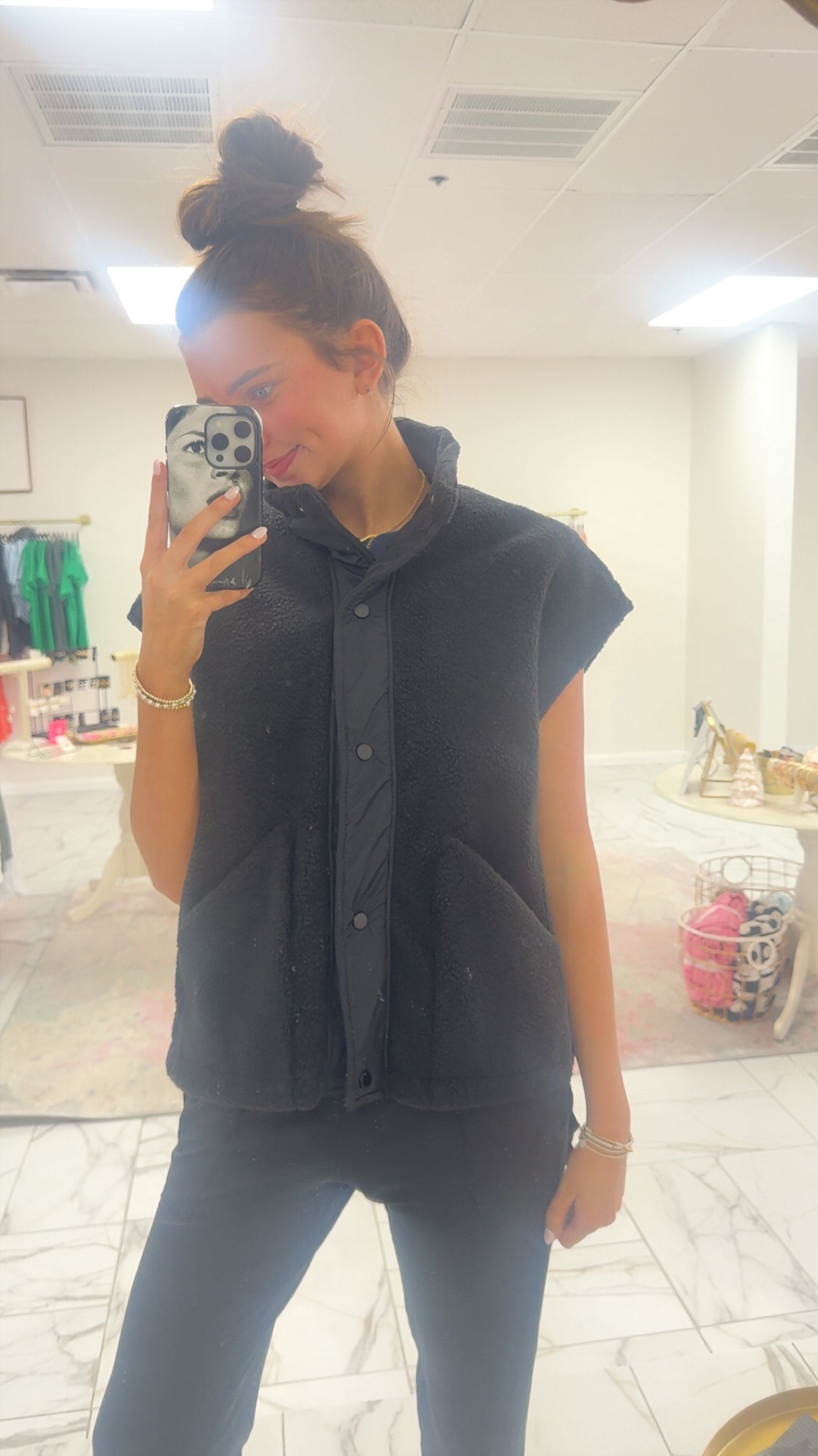 Fleece Button Vest Jacket