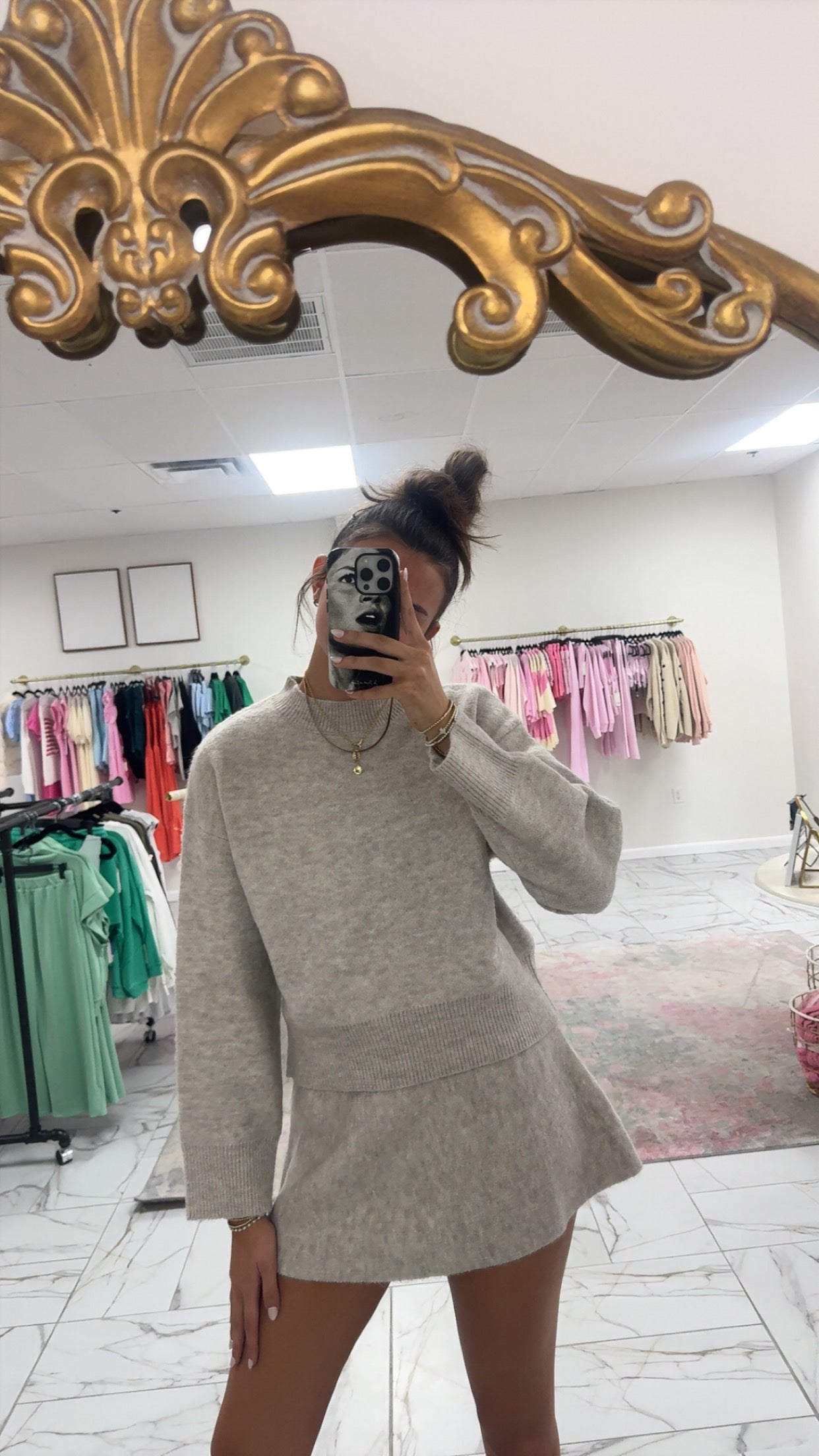 Sweater Top and Skirt Set