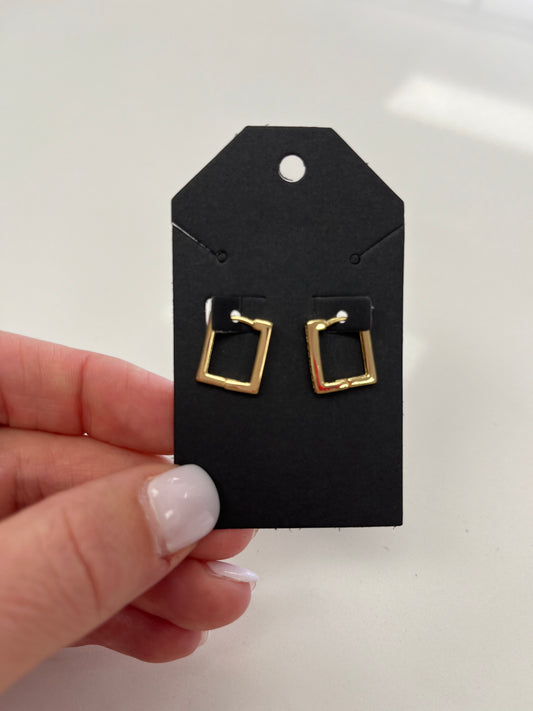 Gold Square Earrings with Diamonds