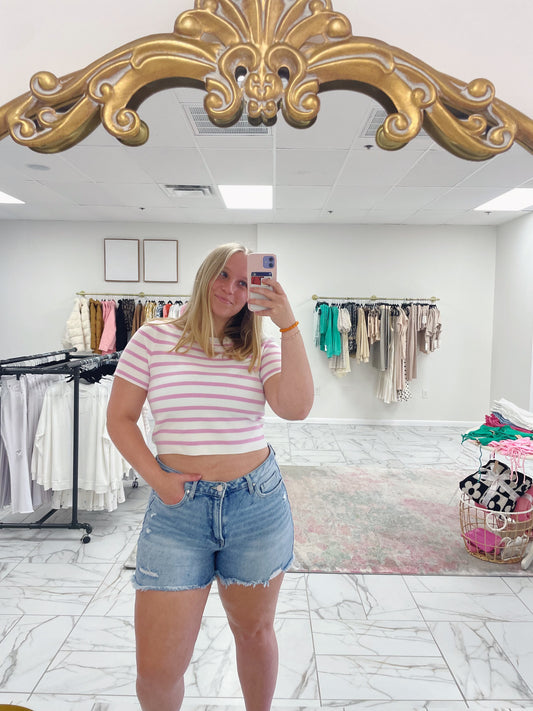 Pink and Cream Striped Top