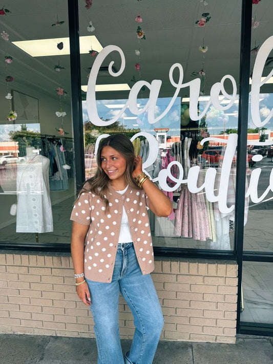 Polka Dot Button Down Sweater
