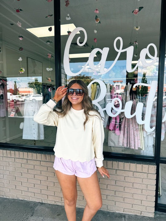 Cream Scalloped Top